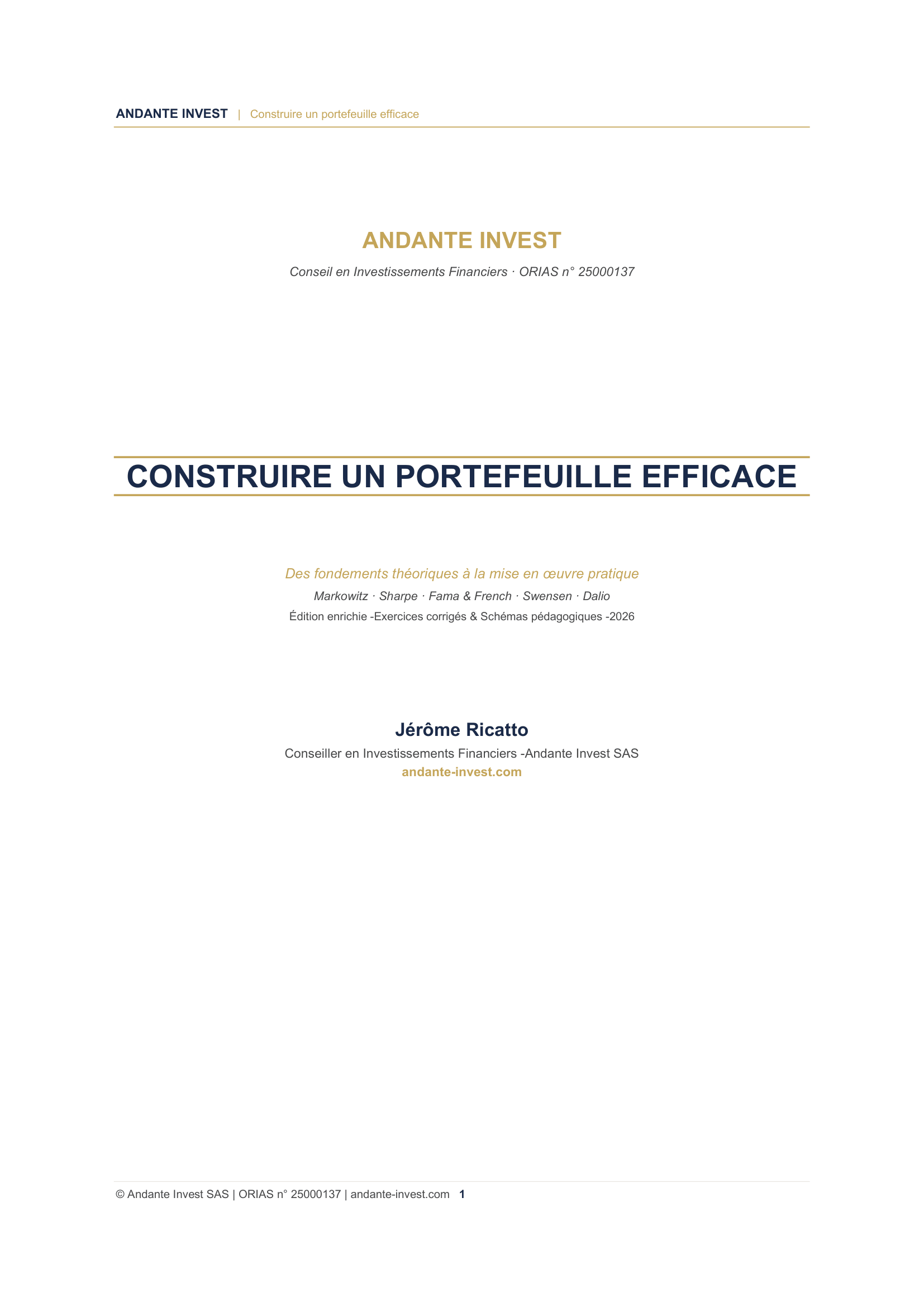 Couverture du guide Architecture des portefeuilles efficaces