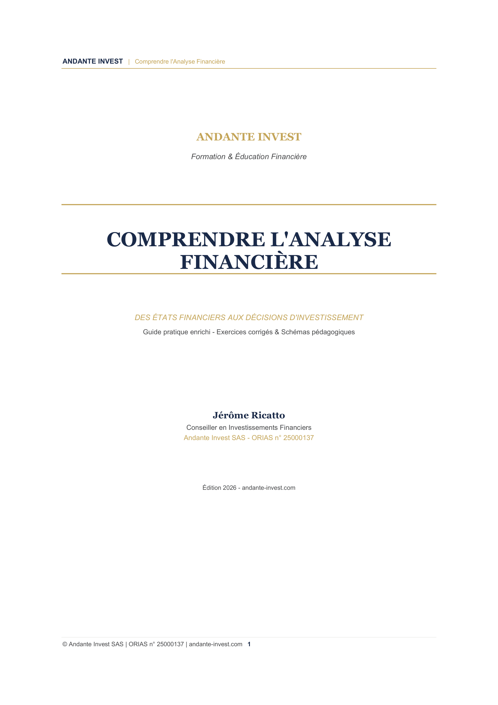 Couverture du guide Comprendre l'analyse financière