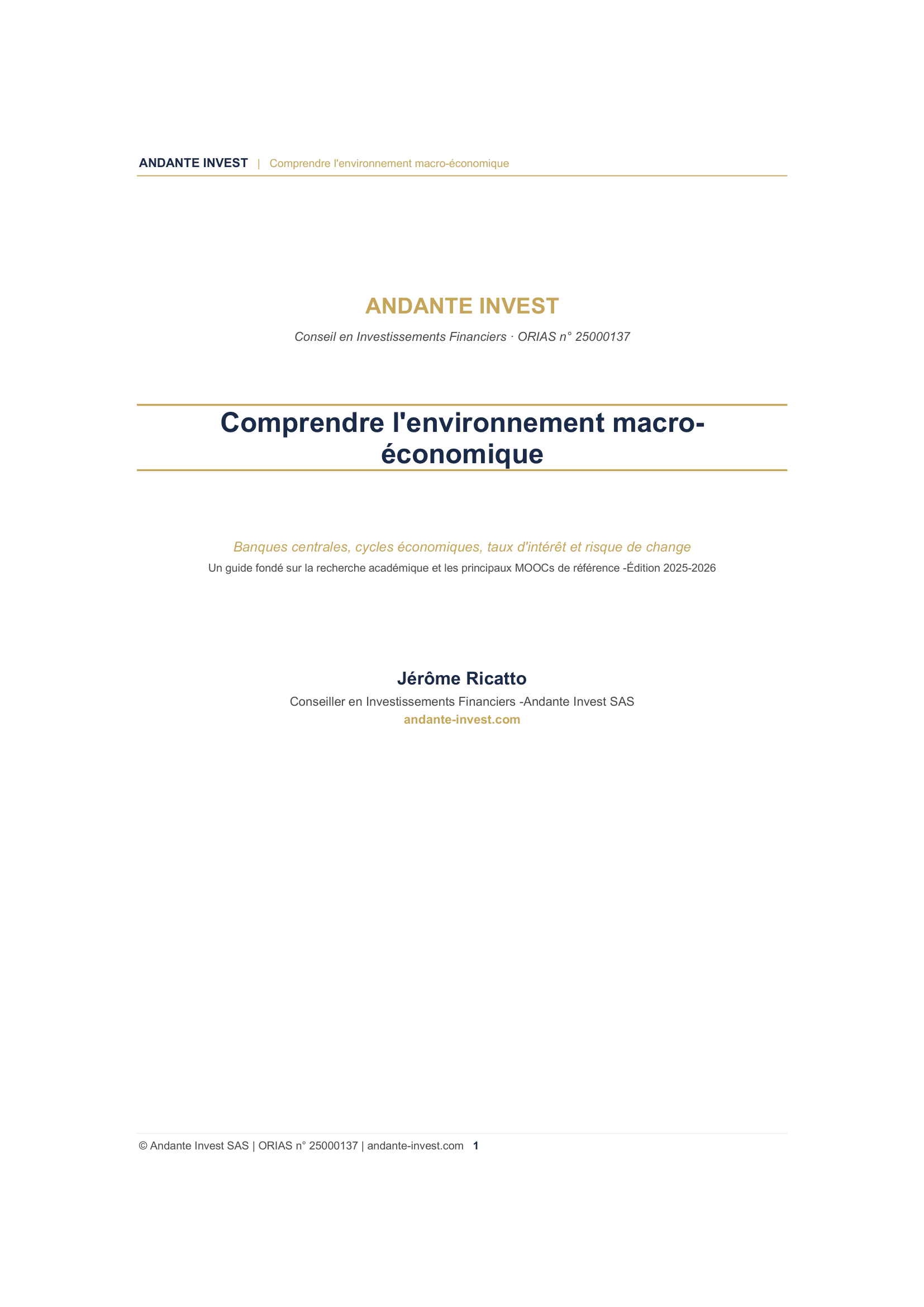 Couverture du guide Comprendre l'environnement macroéconomique
