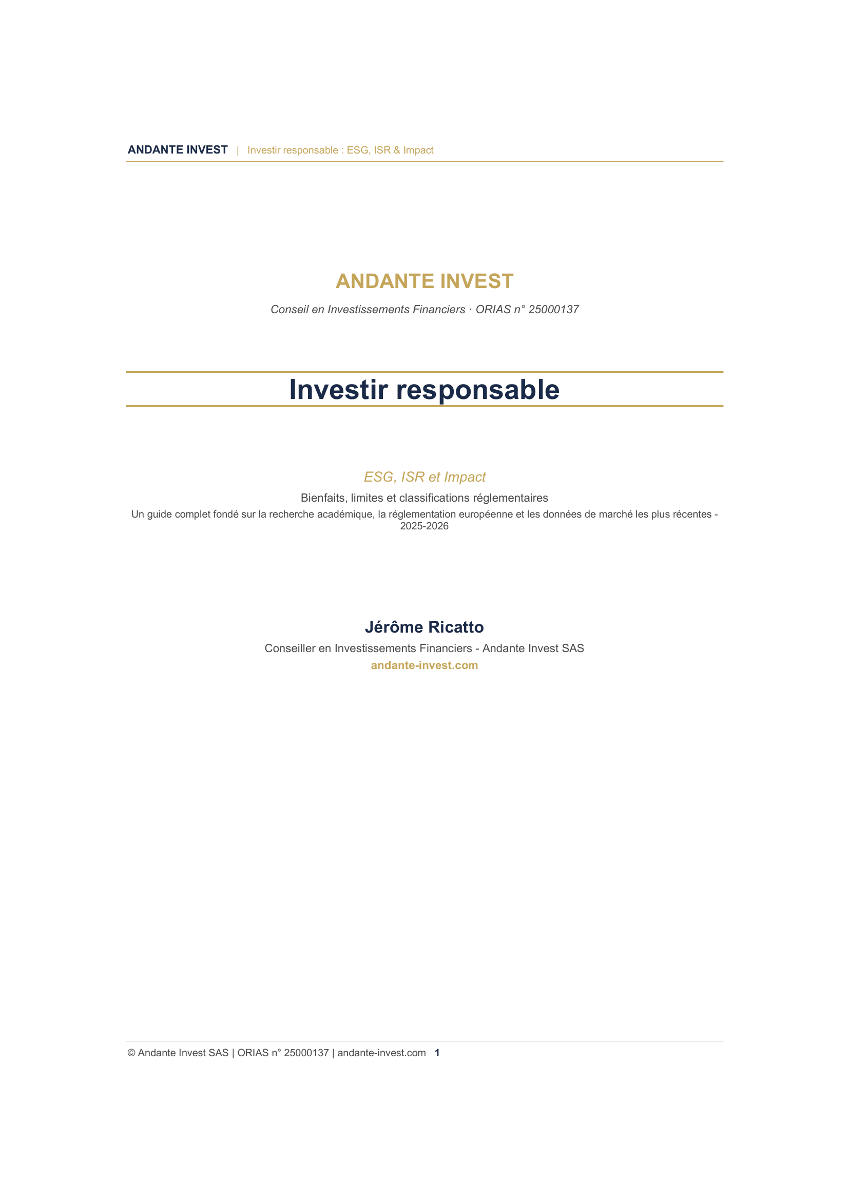 Couverture du guide Investir responsable