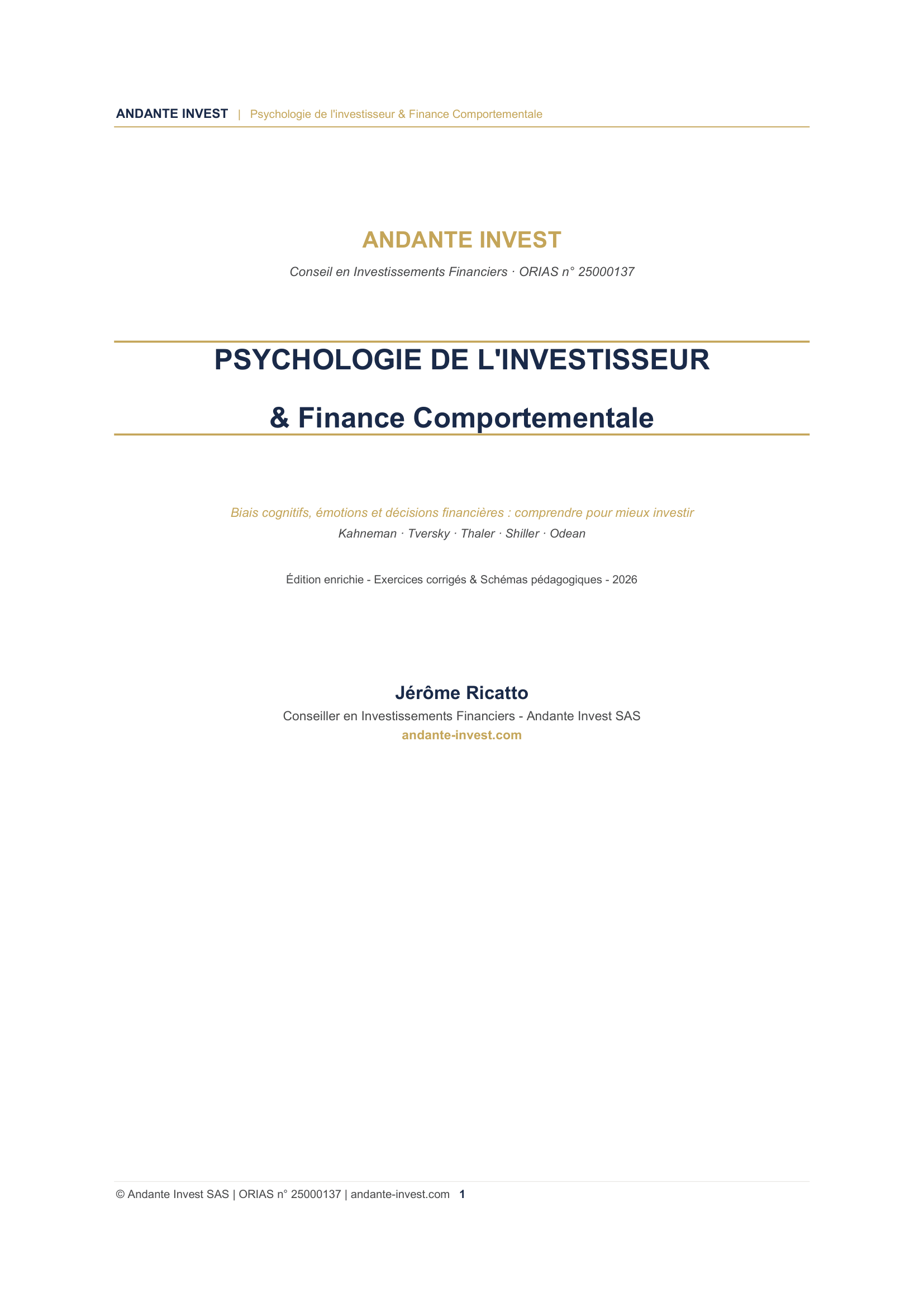 Couverture du guide Psychologie de l'investisseur